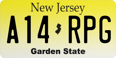 NJ license plate A14RPG