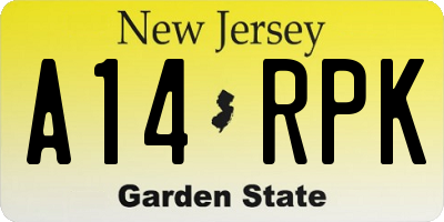 NJ license plate A14RPK