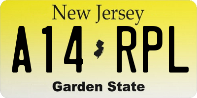 NJ license plate A14RPL