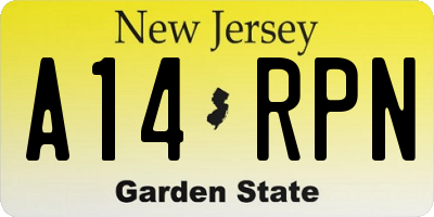 NJ license plate A14RPN