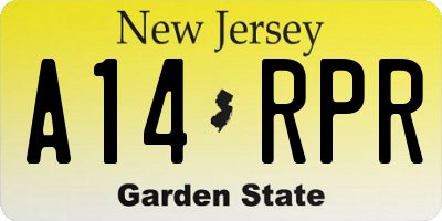 NJ license plate A14RPR
