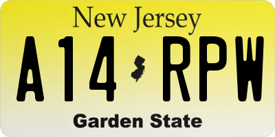 NJ license plate A14RPW