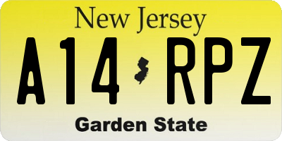 NJ license plate A14RPZ