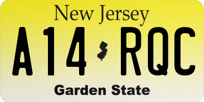 NJ license plate A14RQC