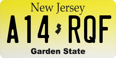 NJ license plate A14RQF