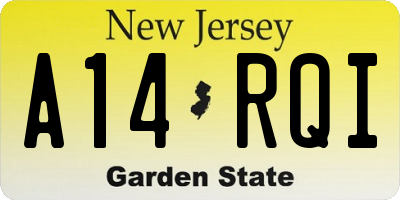 NJ license plate A14RQI