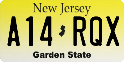 NJ license plate A14RQX