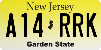 NJ license plate A14RRK