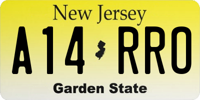 NJ license plate A14RRO