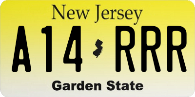 NJ license plate A14RRR