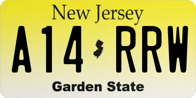 NJ license plate A14RRW