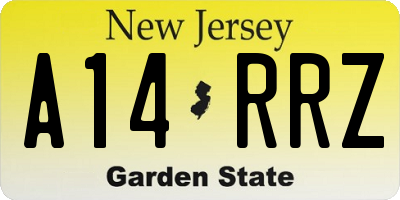 NJ license plate A14RRZ