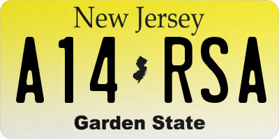 NJ license plate A14RSA