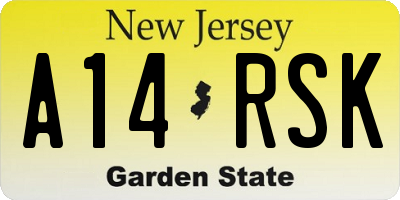 NJ license plate A14RSK