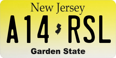 NJ license plate A14RSL