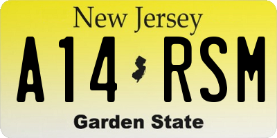 NJ license plate A14RSM