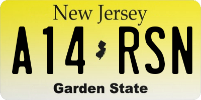 NJ license plate A14RSN