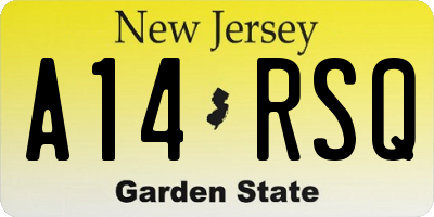 NJ license plate A14RSQ