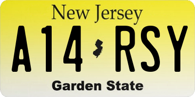 NJ license plate A14RSY