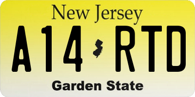 NJ license plate A14RTD