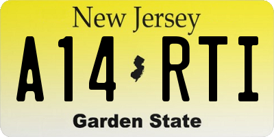 NJ license plate A14RTI