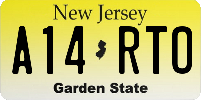 NJ license plate A14RTO