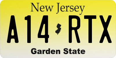NJ license plate A14RTX