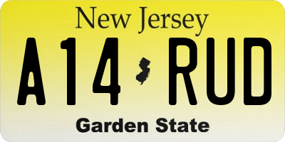 NJ license plate A14RUD