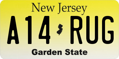 NJ license plate A14RUG