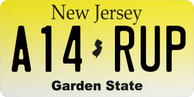 NJ license plate A14RUP
