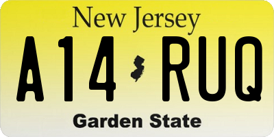 NJ license plate A14RUQ