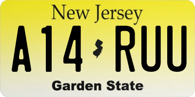 NJ license plate A14RUU
