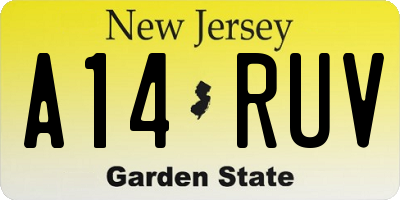 NJ license plate A14RUV