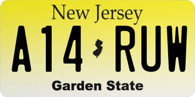 NJ license plate A14RUW