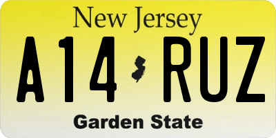 NJ license plate A14RUZ