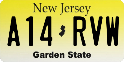 NJ license plate A14RVW