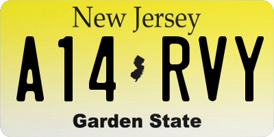 NJ license plate A14RVY