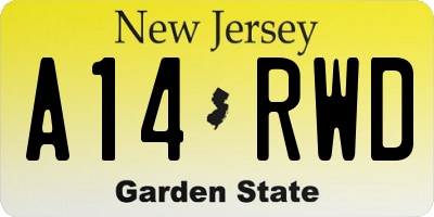 NJ license plate A14RWD