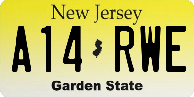 NJ license plate A14RWE