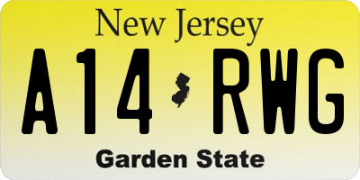 NJ license plate A14RWG