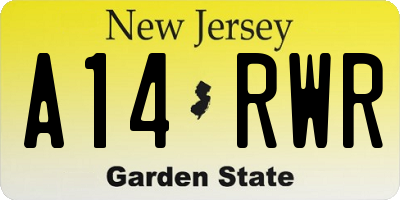 NJ license plate A14RWR