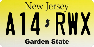 NJ license plate A14RWX