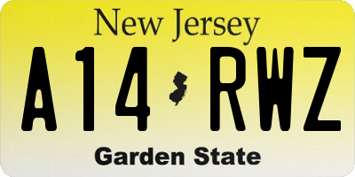 NJ license plate A14RWZ