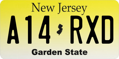 NJ license plate A14RXD