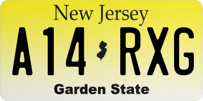 NJ license plate A14RXG