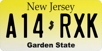 NJ license plate A14RXK