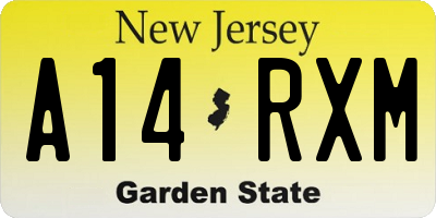 NJ license plate A14RXM