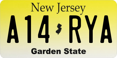 NJ license plate A14RYA