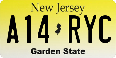 NJ license plate A14RYC