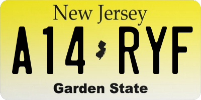 NJ license plate A14RYF